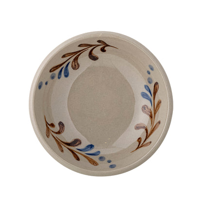 Peline Hand-Painted Stoneware Bowl in Natural, Blue &amp; Brown