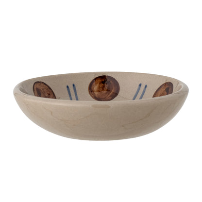 Hand-Painted Stoneware Bowl in Natural, Blue, Brown &amp; Green