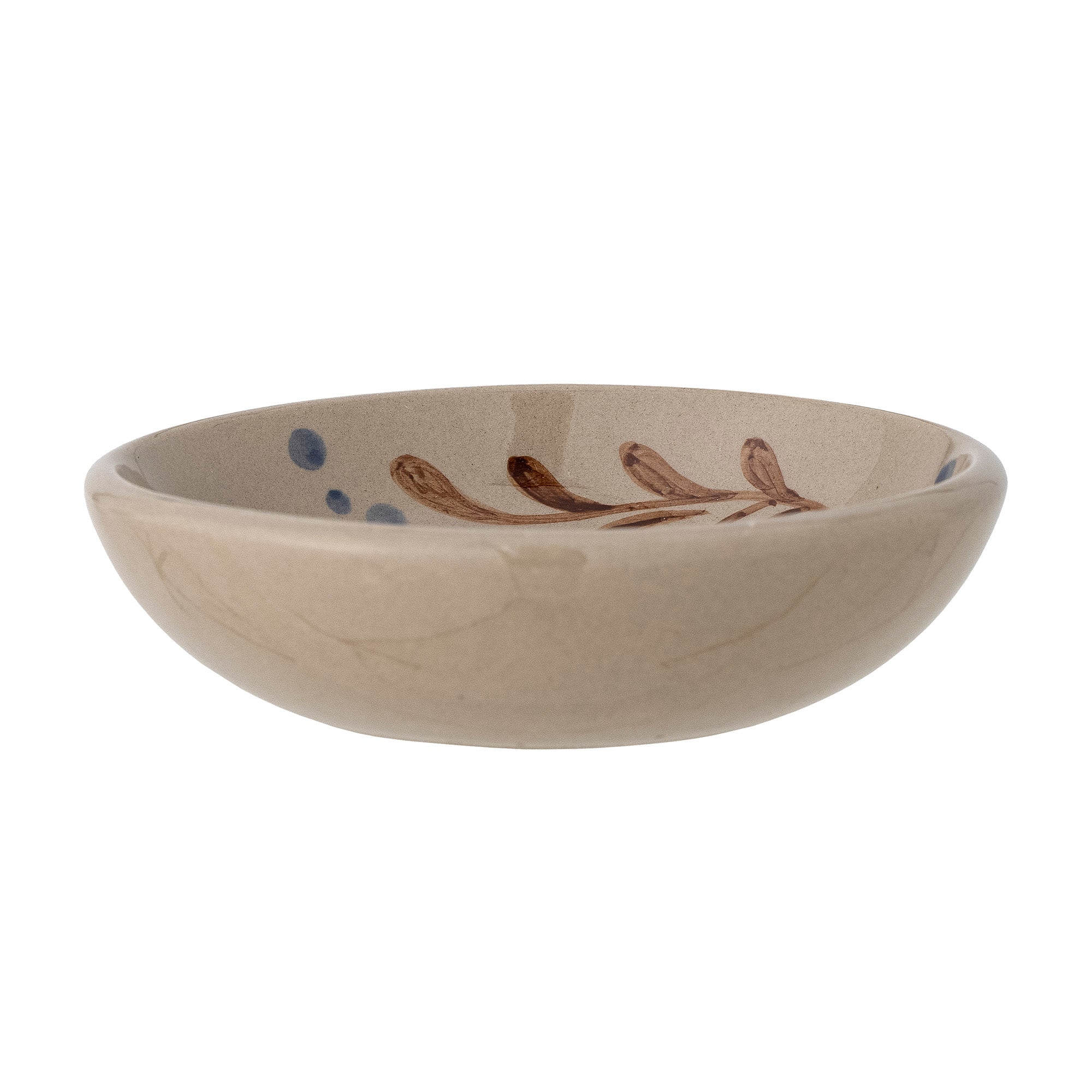 Peline Hand-Painted Stoneware Bowl in Natural, Blue &amp; Brown