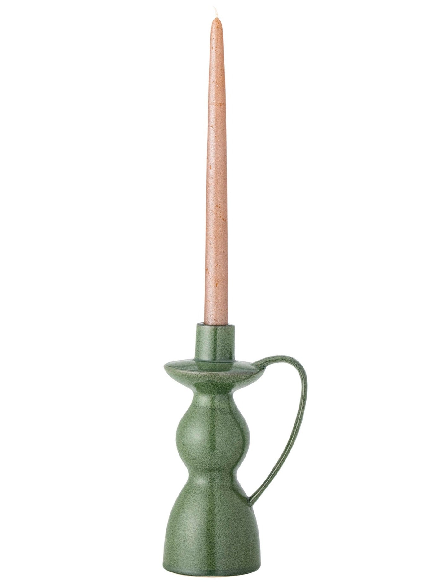 Fija Stoneware Tall Candle Holder in Green