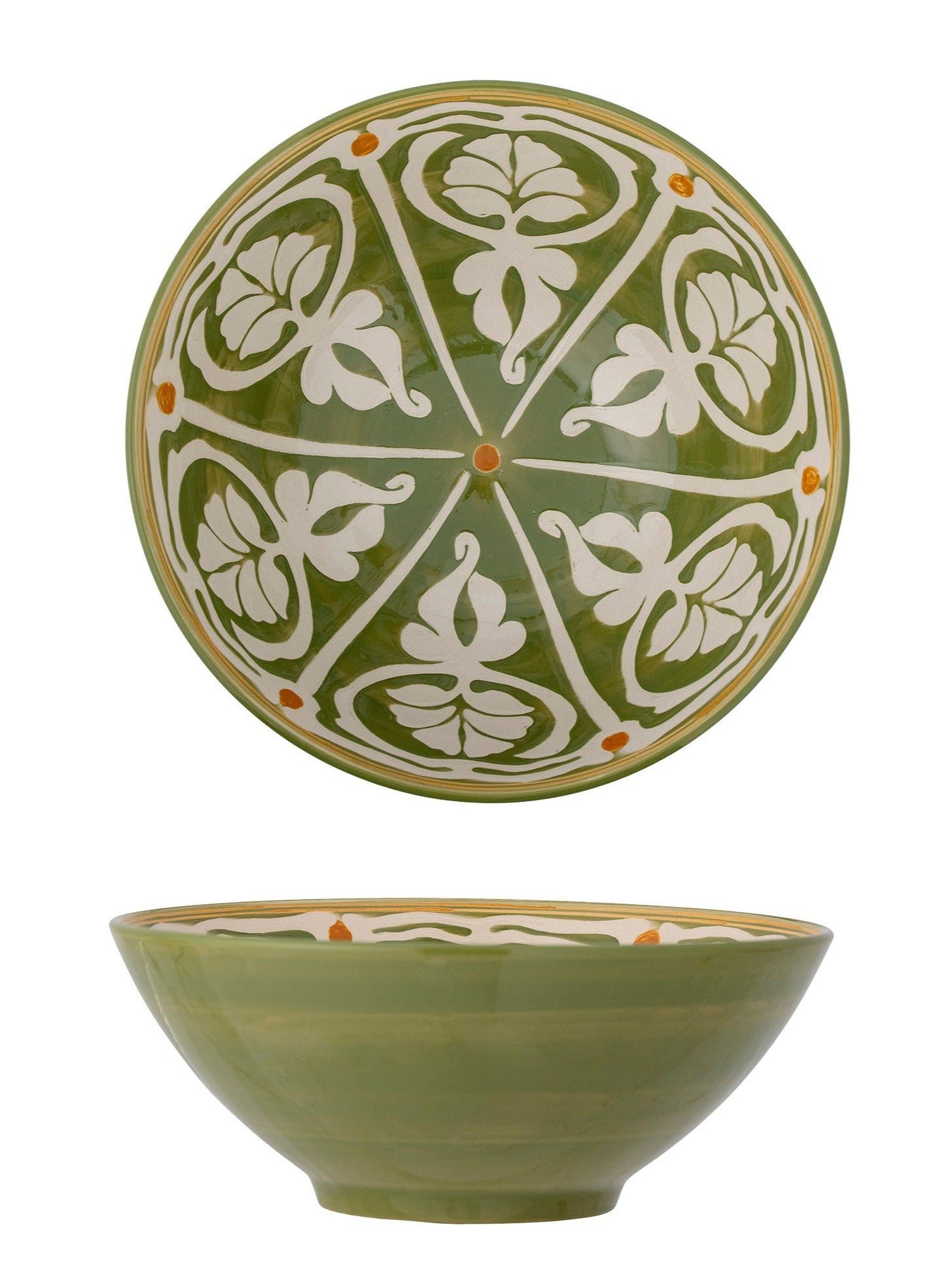 Heikki Hand Painted Stoneware Serving Bowl - Green