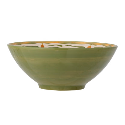 Heikki Hand Painted Stoneware Serving Bowl - Green