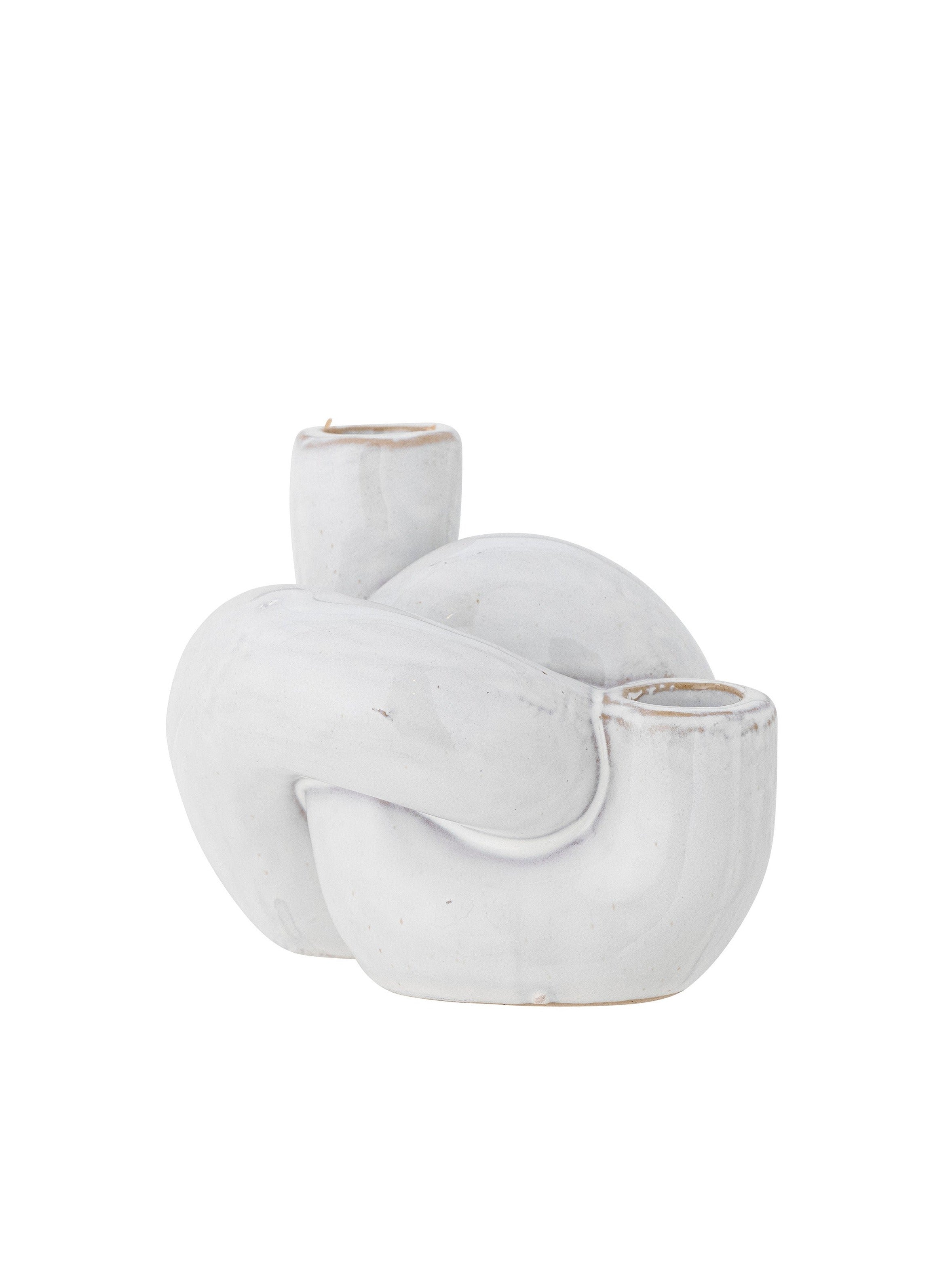 Haydn Stoneware Knot Candle Holder in White