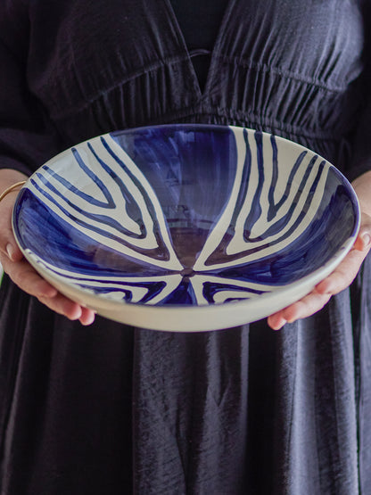 Shama Blue Hand Painted Serving Bowl