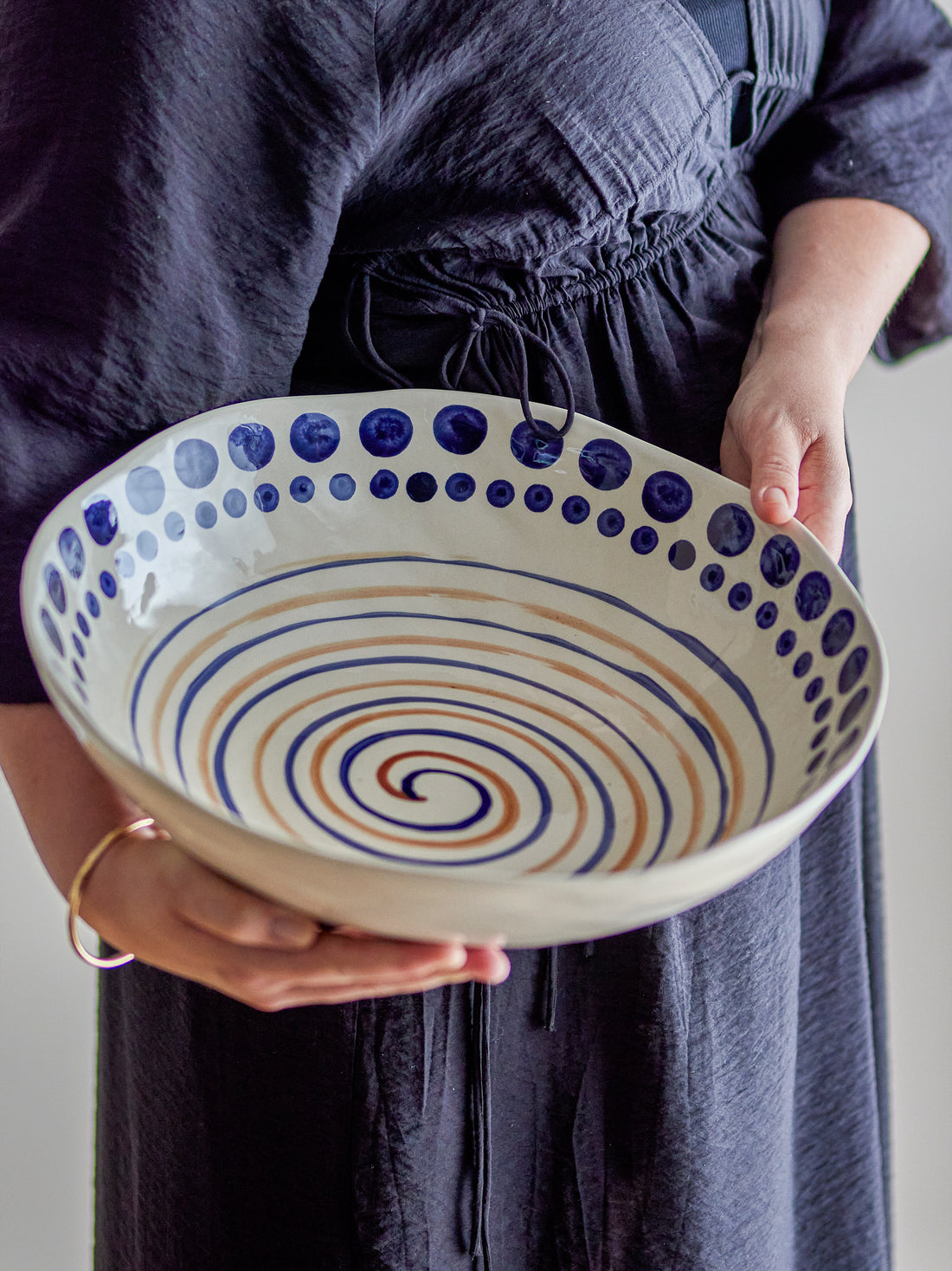 Shama Orange Hand Painted Serving Bowl