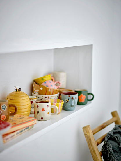 Addy Hand Painted Green Stoneware Flower Mug