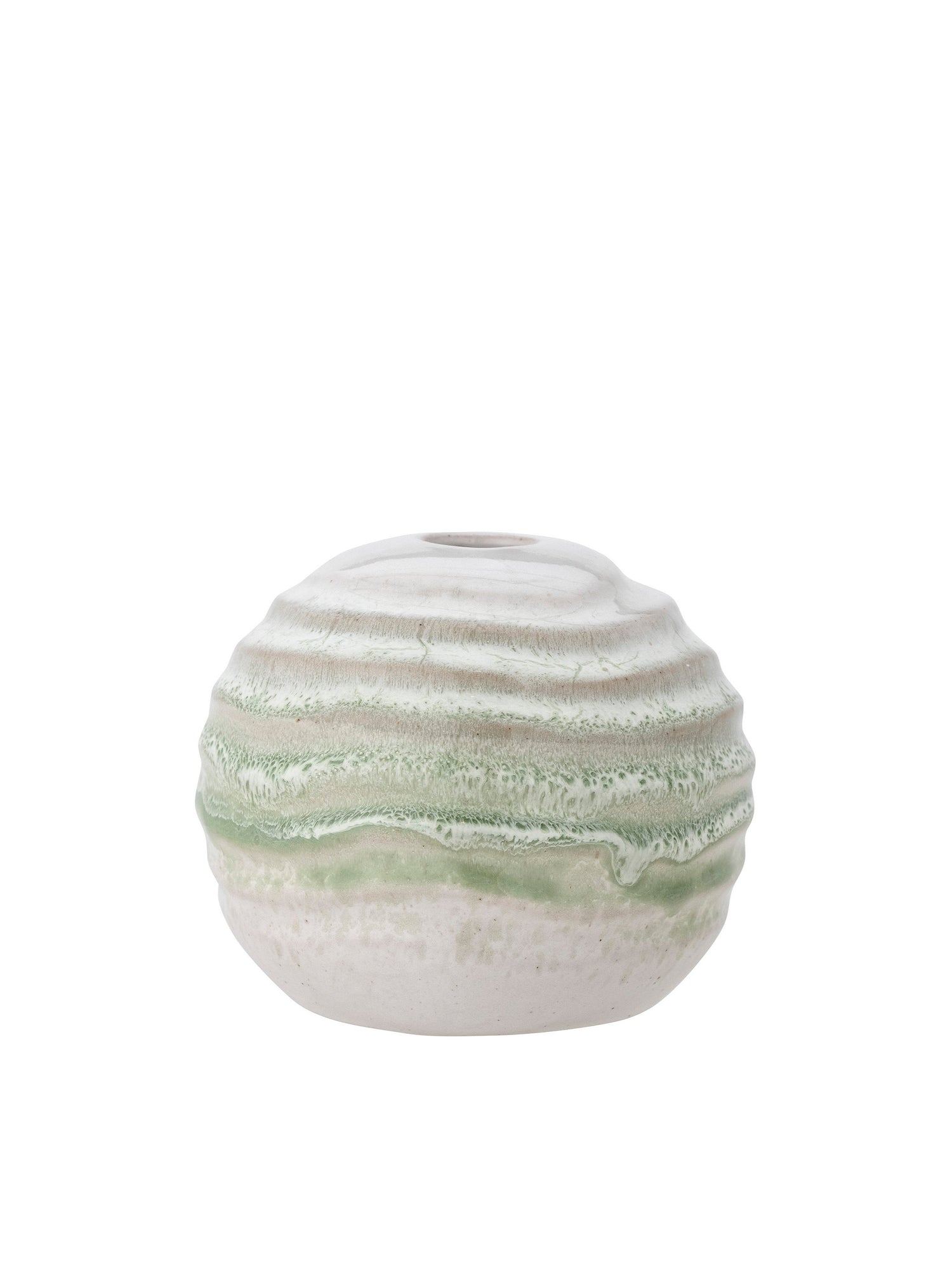 Paula Round Stoneware Candle Holder - Green