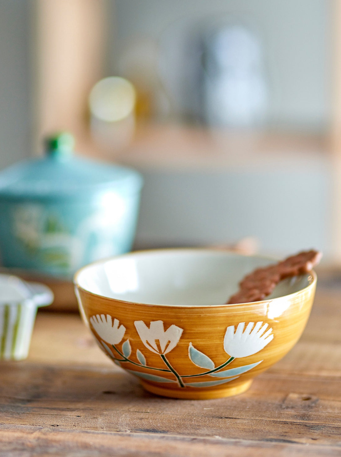 Tangier Hand Painted Stoneware Bowl - Orange