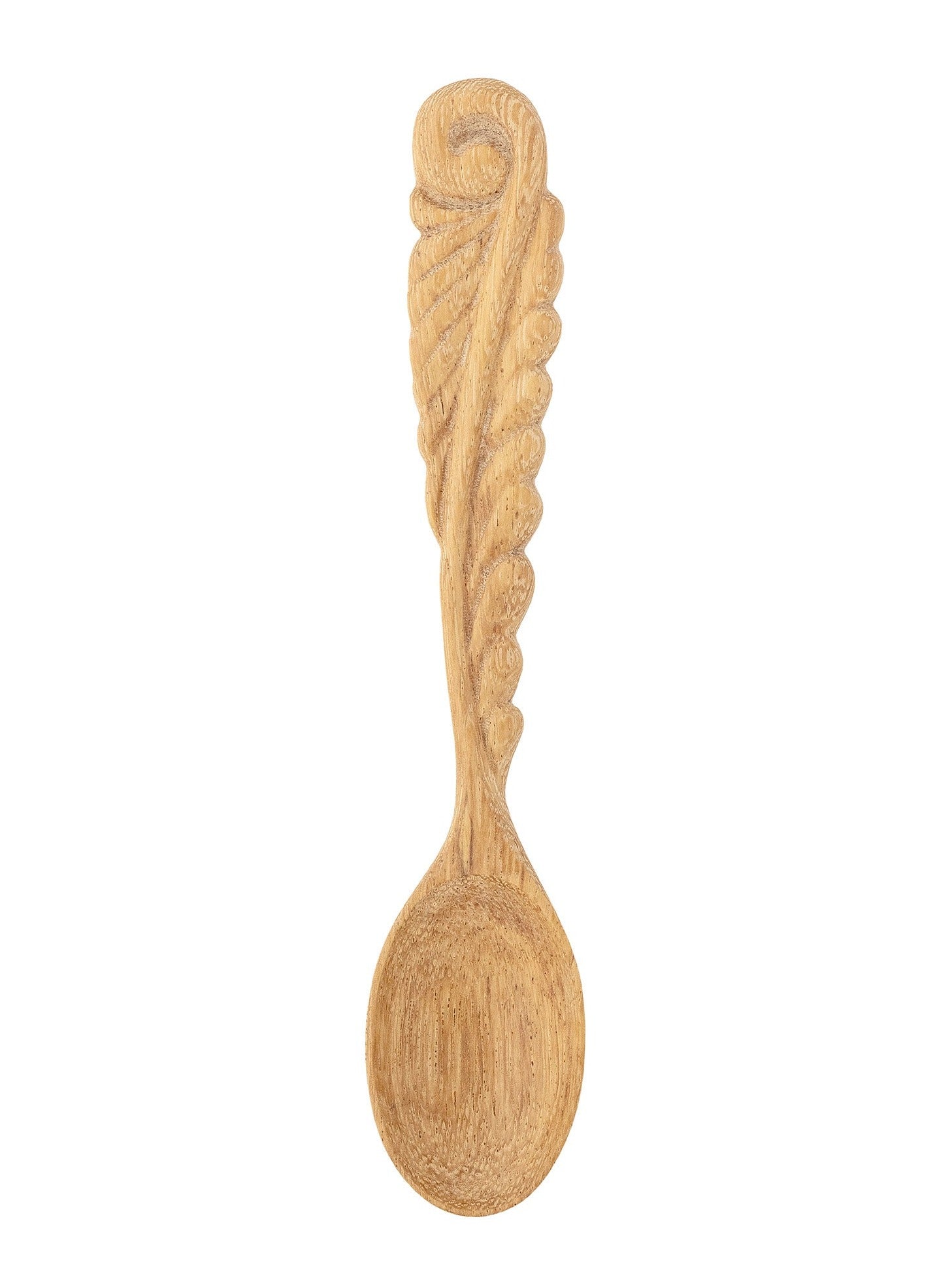 Macon Hand Carved Doussie Wood Spoon - Decorative Leaf