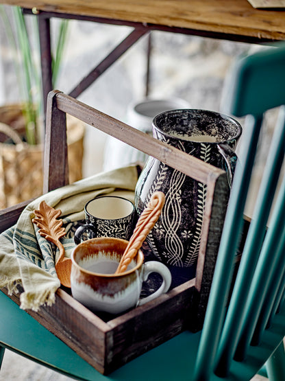 Macon Hand Carved Doussie Wood Spoon - Decorative Leaf