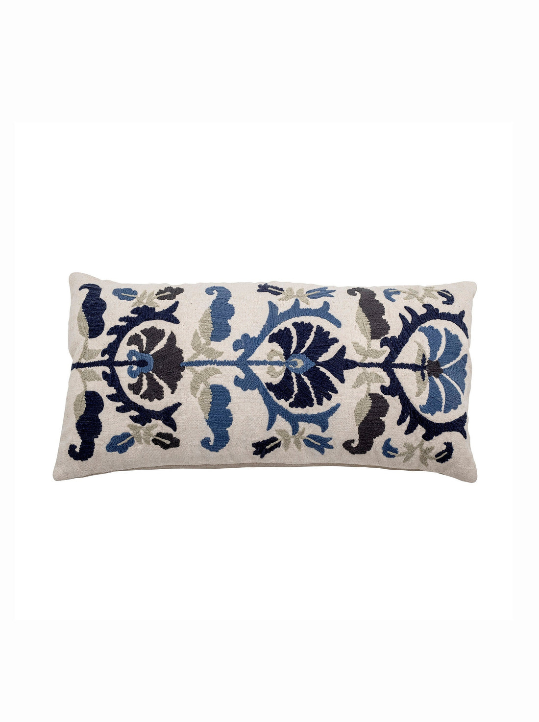 Anzio Embroidered Blue Rectangle Cushion