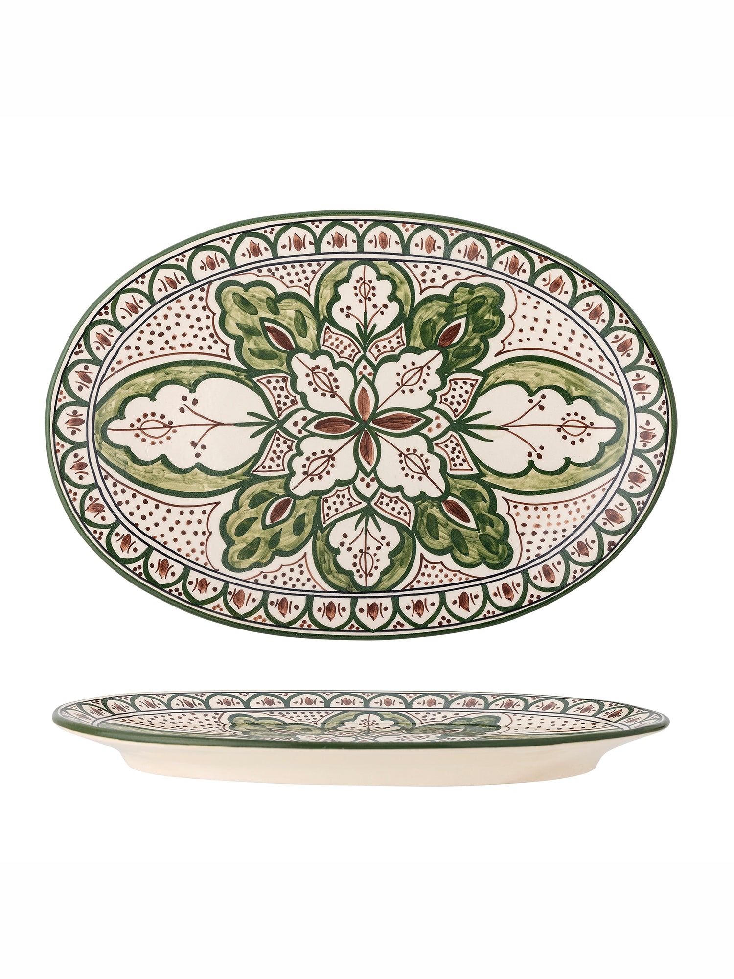 Karlie Plate - Green - Stoneware - L42xH3xW28cm