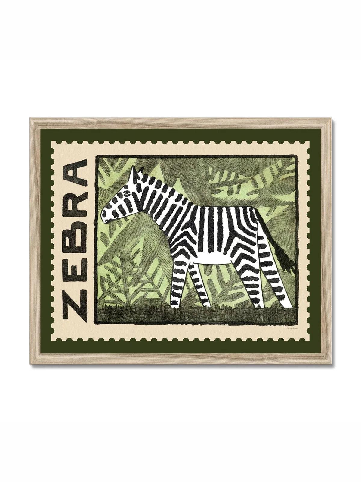 Zebra Vintage Stamp  - A3 Giclee Print