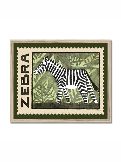 Zebra Vintage Stamp  - A3 Giclee Print