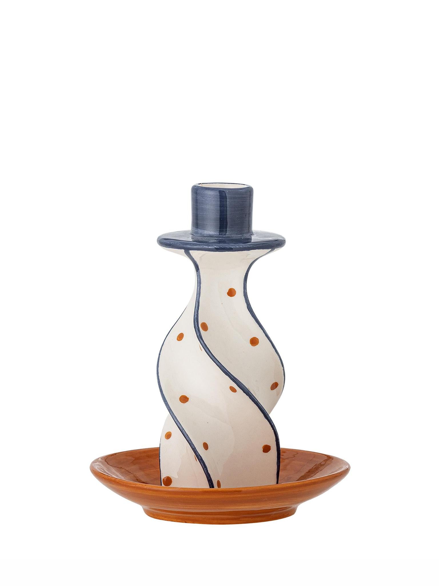 Kairi Candle Holder, Orange, Stoneware