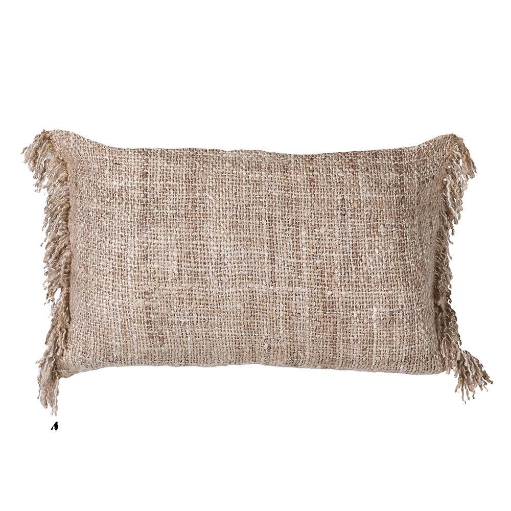 Ecru Woven Fringe Cushion