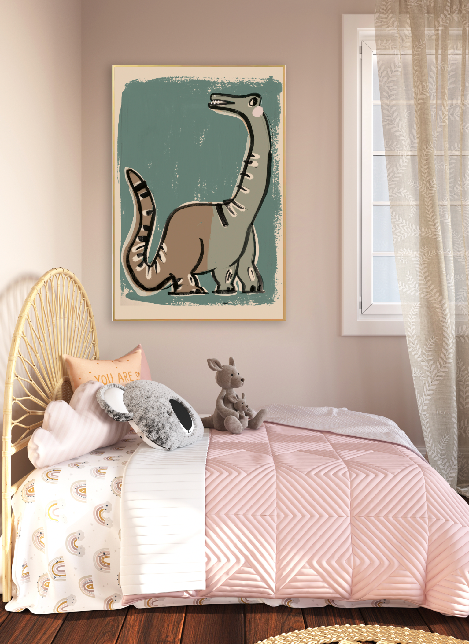 Dino Green wallposter 50X70CM