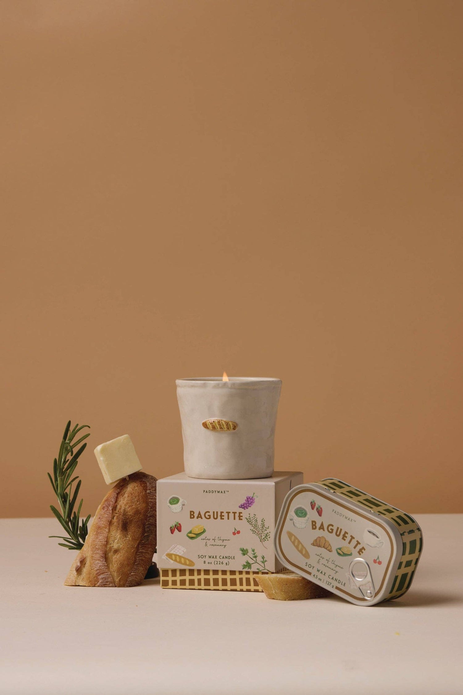 Paddywax Bistro Baguette Ceramic Candle - Rosemary Thyme