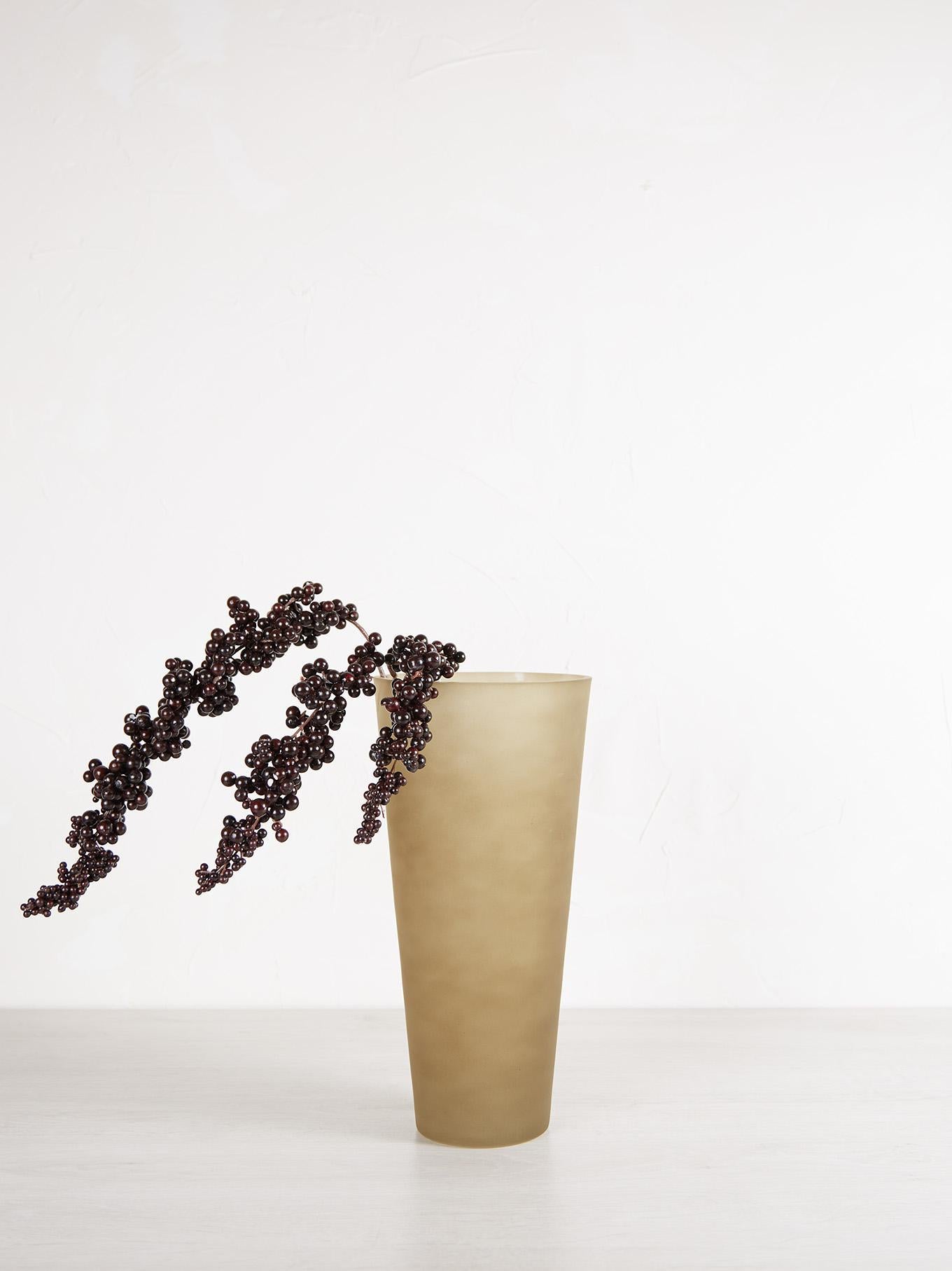 Smokey Brown Fluted Glass Vase