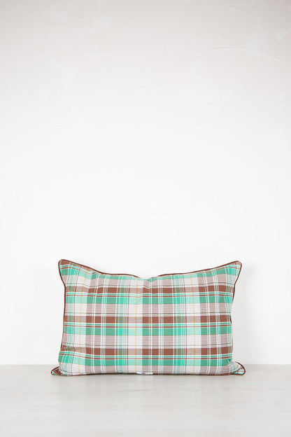 Brown, Green, White, Turquoise &amp; Grey Printed Cushion