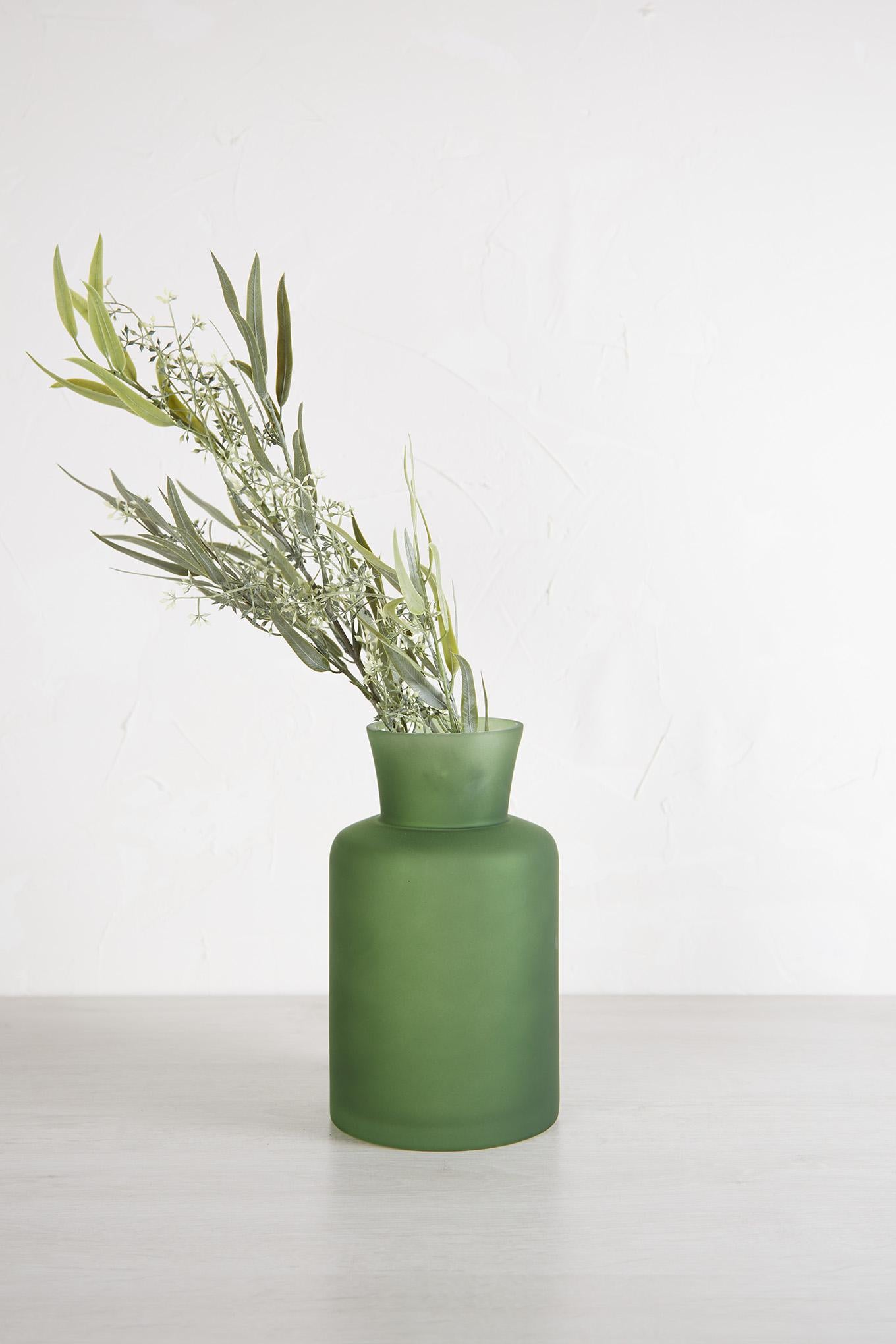 Smokey Green Glass Vase