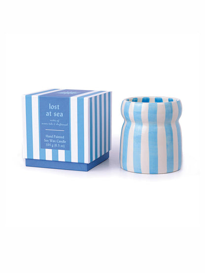 Cabana 6.5oz/184g Rust Striped Ceramic Candle - 7 Colours Available