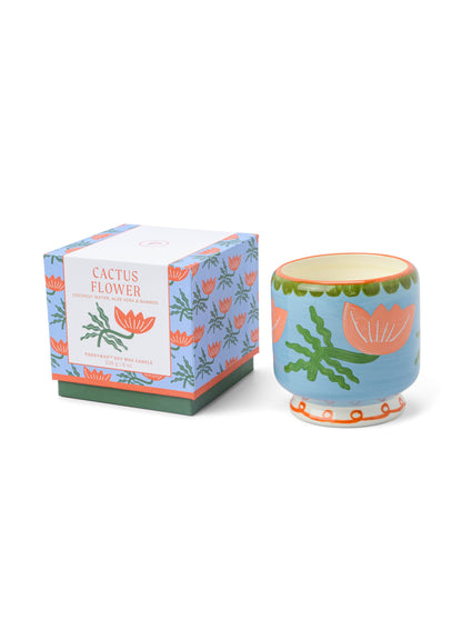 Adopo Hand-painted 8 oz Flower Ceramic Boxed Candle - Cactus Flower