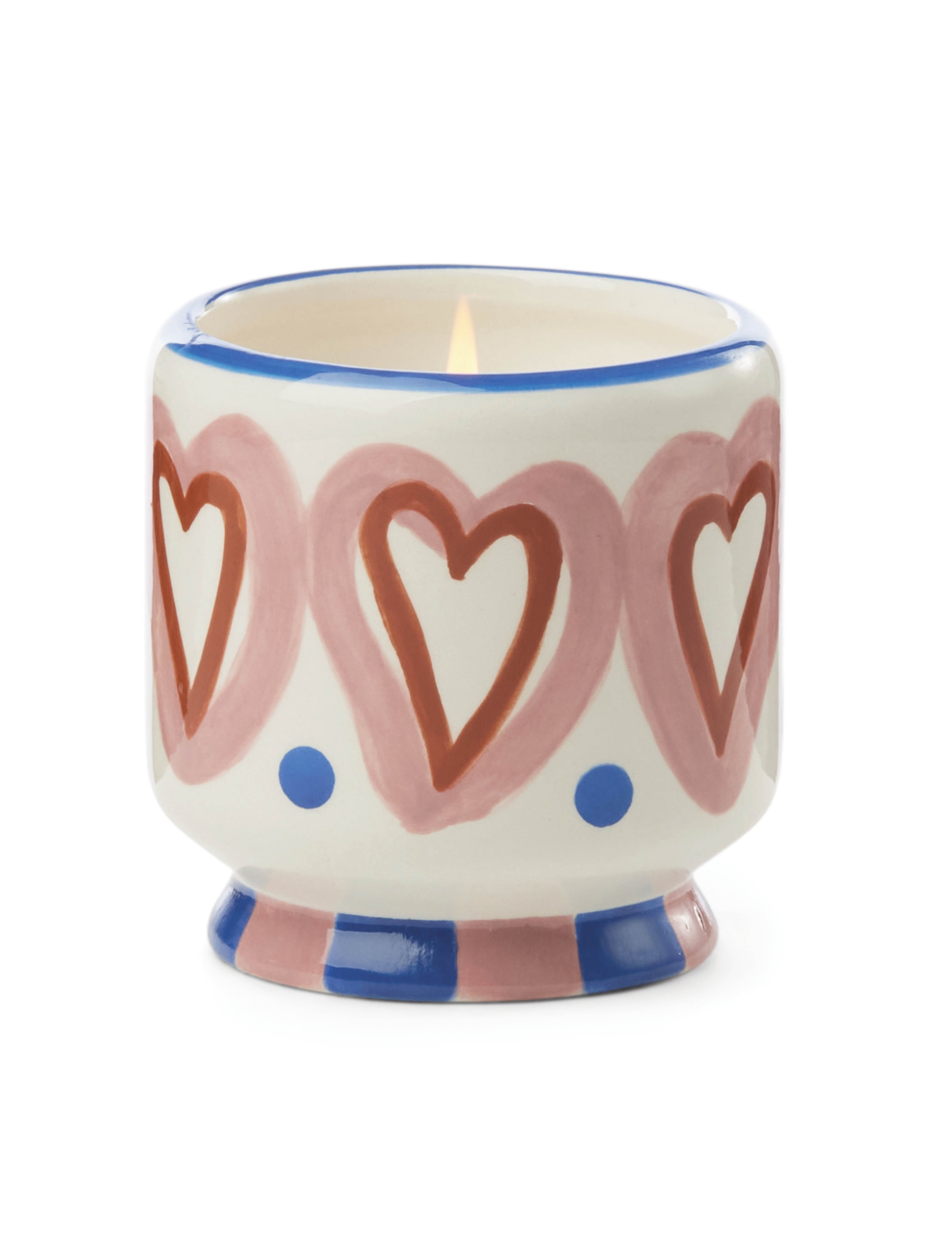 Adopo 8 oz Hand-painted Hearts Ceramic Boxed Candle - Rosewood Vanilla