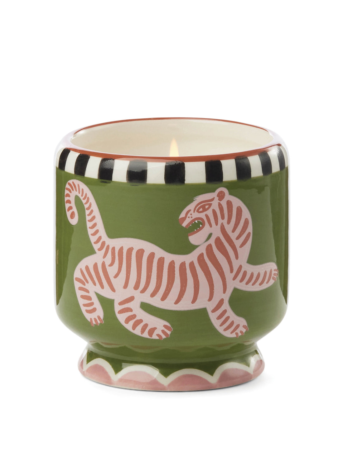 Adopo Hand-painted 8 oz Tiger Ceramic Boxed Candle - Black Cedar &amp; Fig