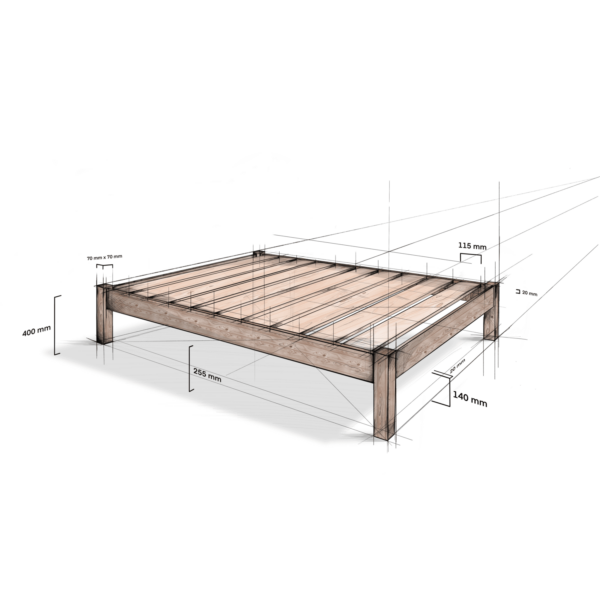 Model 02 – Handmade Wooden Platform Bed (No Headboard) - Colour &amp; Size Options Available