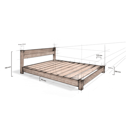 Model 04 – Handmade Low Wooden Bed - Colour &amp; Size Options Available