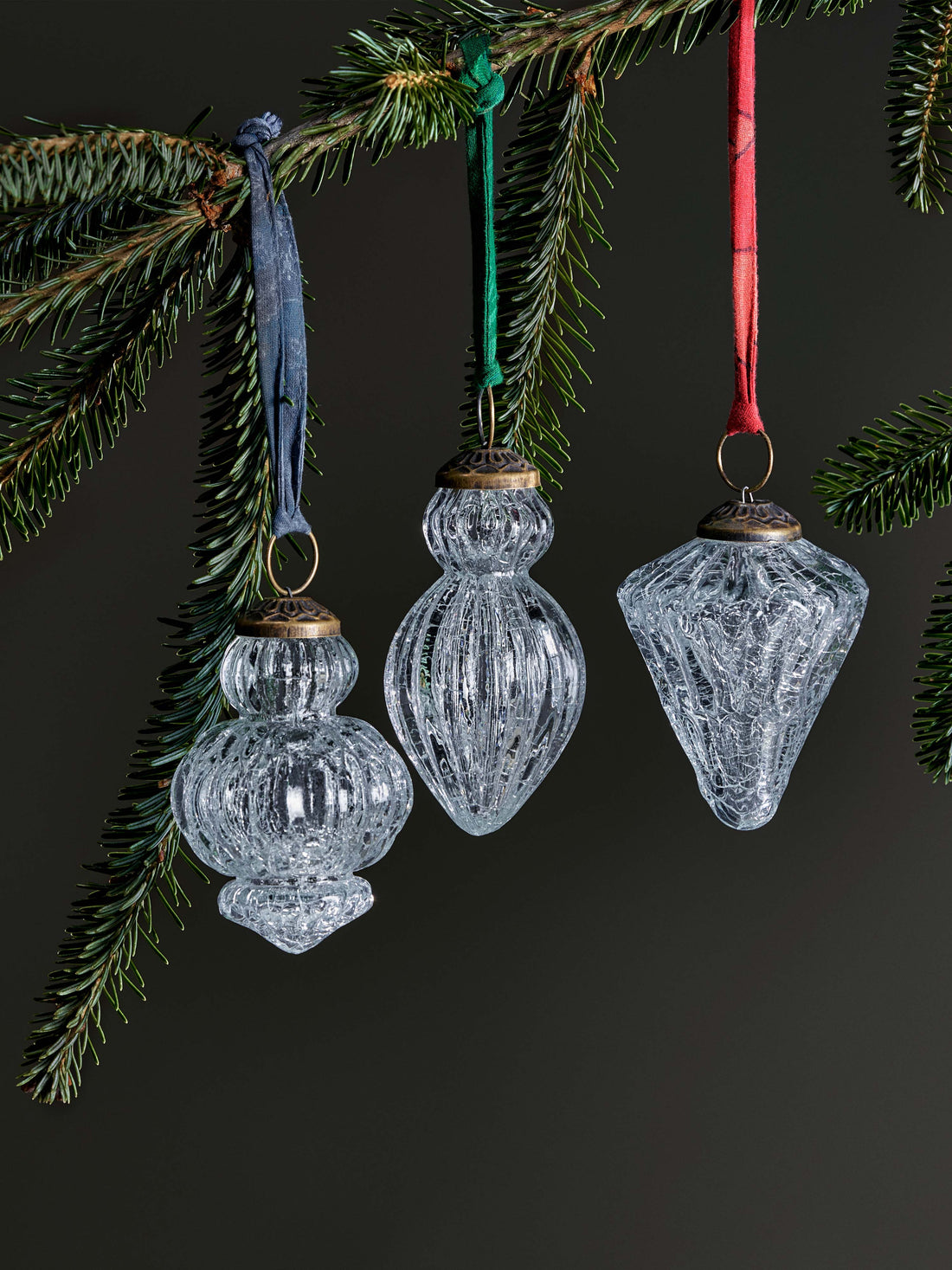 Calida Clear Crackle Recycled Glass Bauble - 3 Styles Available