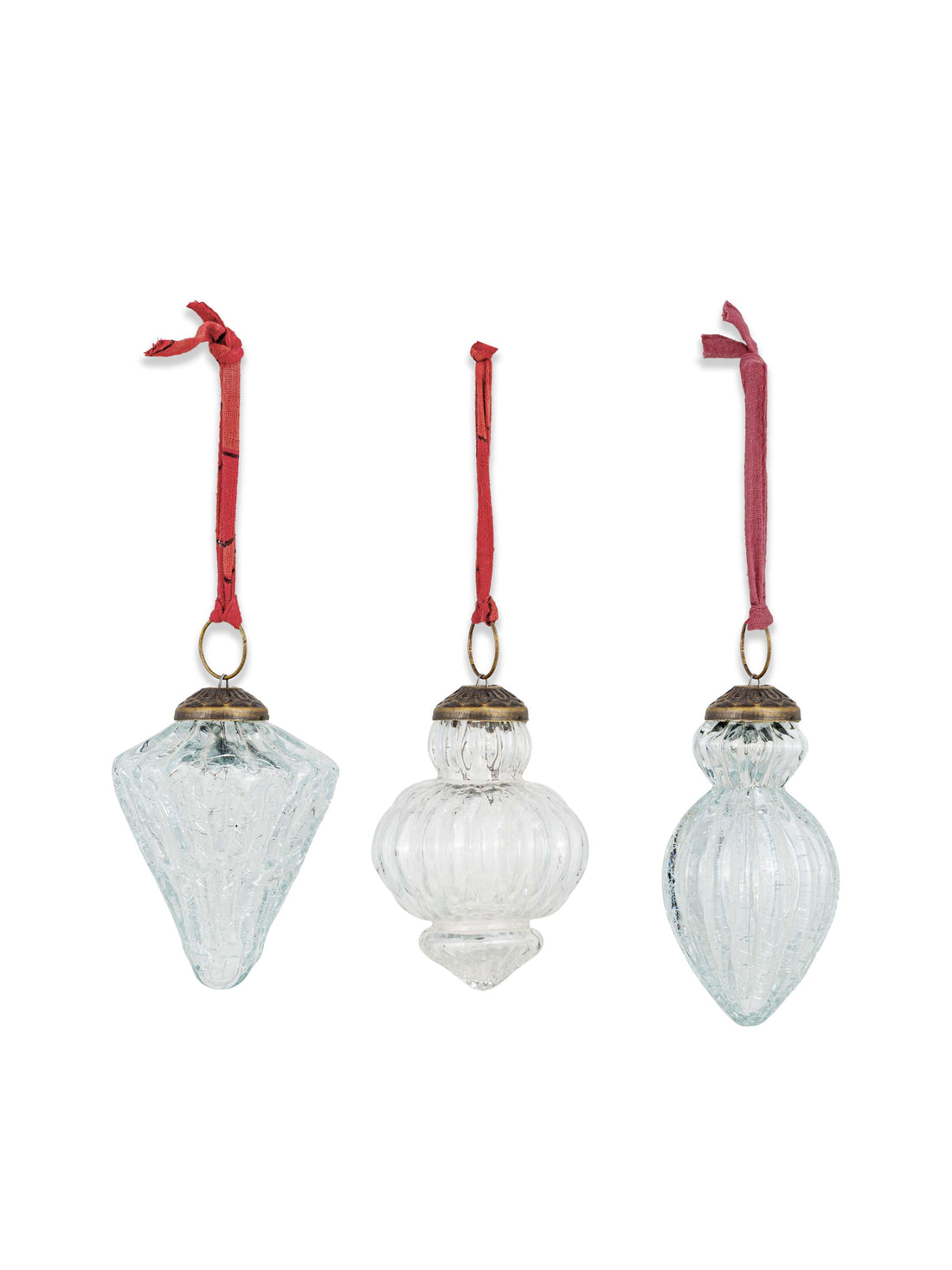 Calida Clear Crackle Recycled Glass Bauble - 3 Styles Available