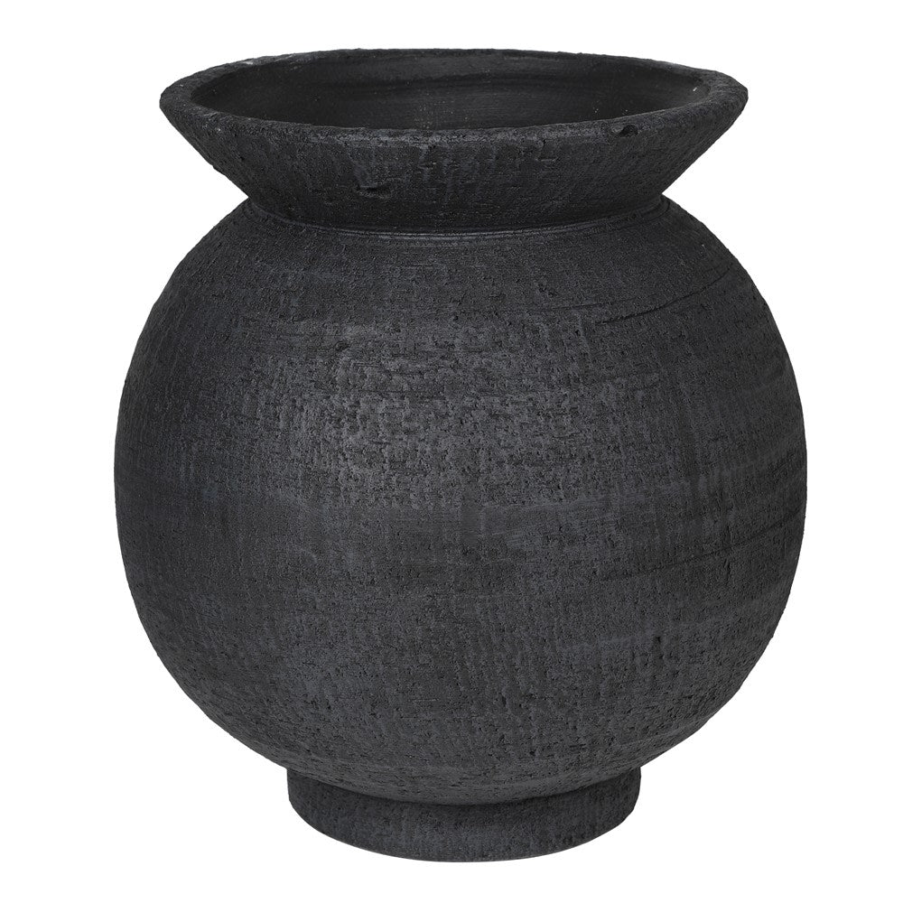 Jali Black Terracotta Vase