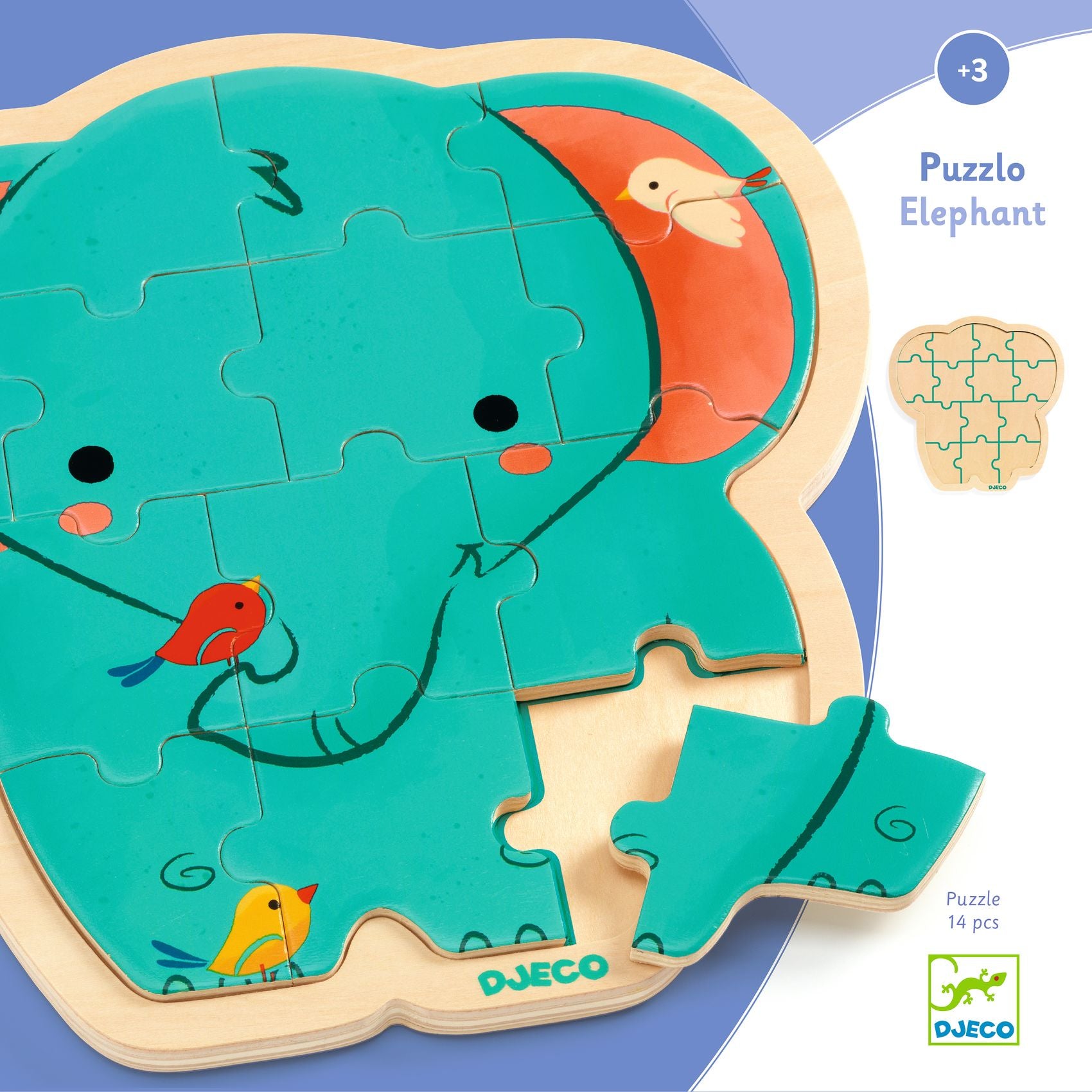 Wooden Elephant Puzzle - 14 Pieces