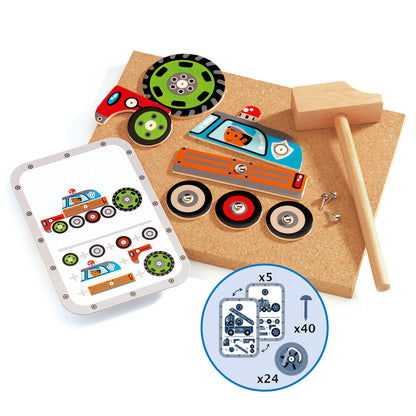 Tap tap Vehicles Construction Game with Wooden Box