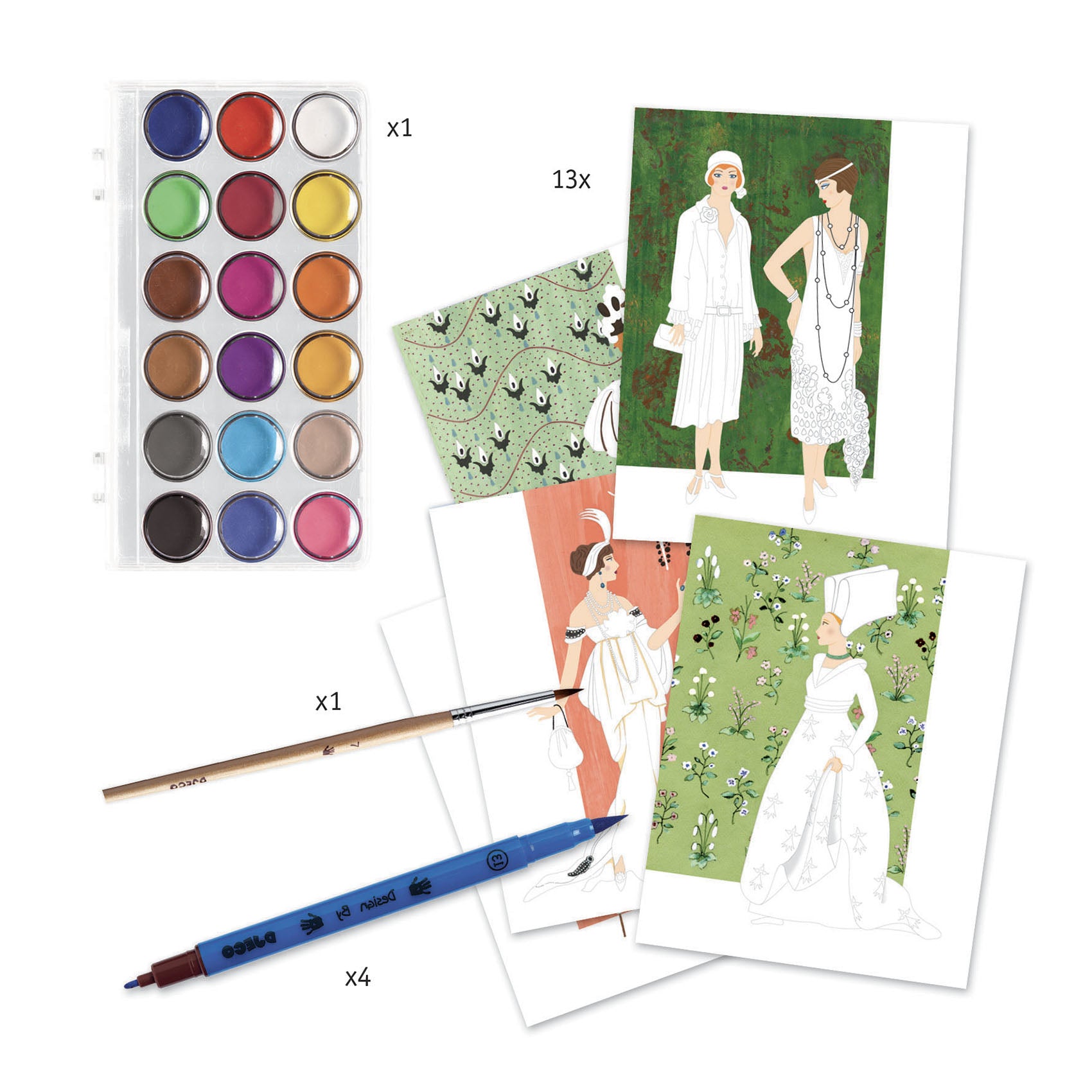 Watercolour Painting Set - Dresses Over Time