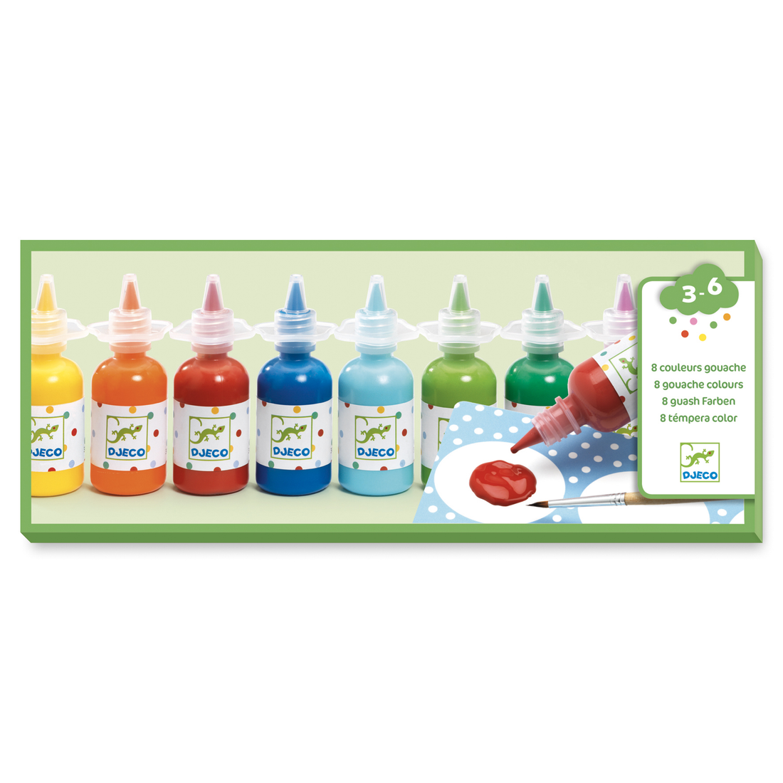 8 Bottles of Gouache Paint With Brush &amp; Palette