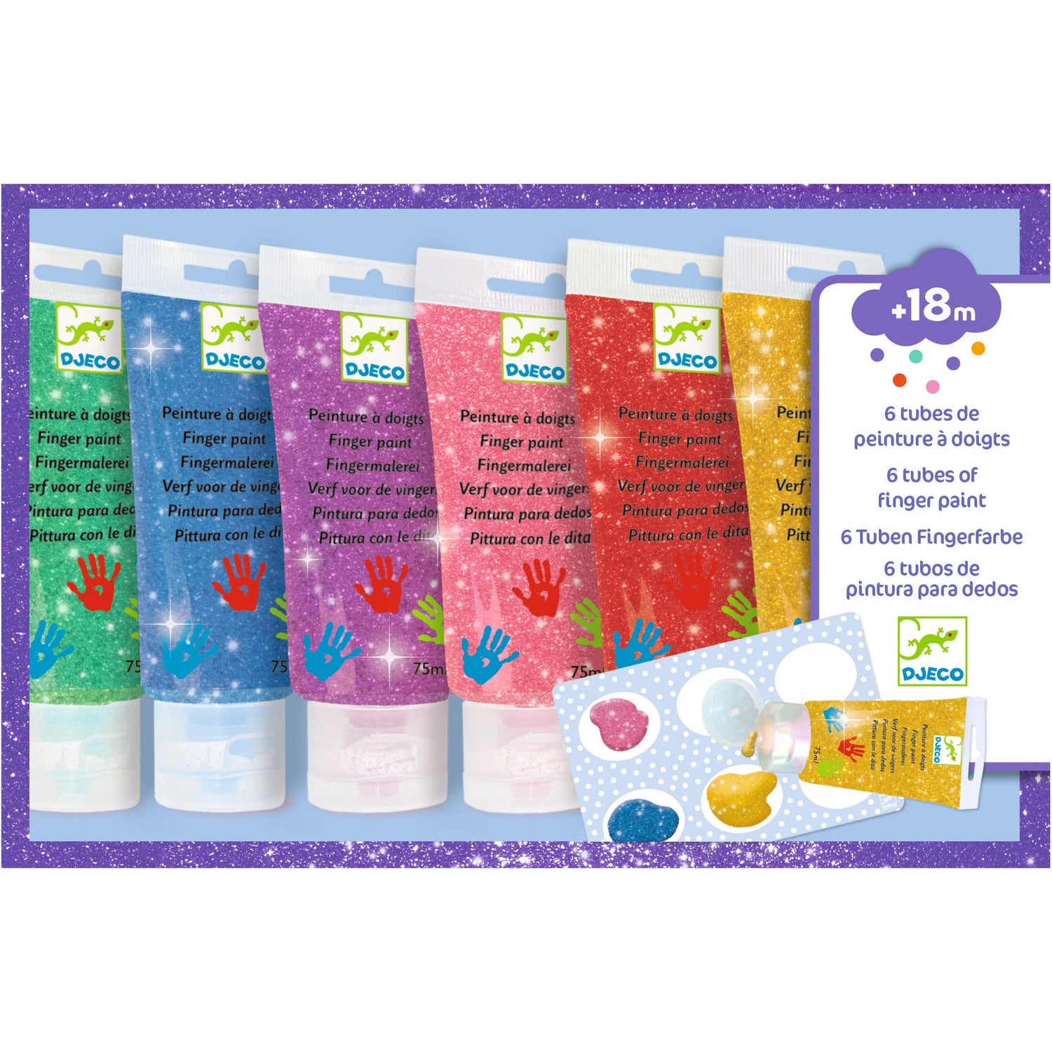 6 Tubes of Finger Paint - Glitter