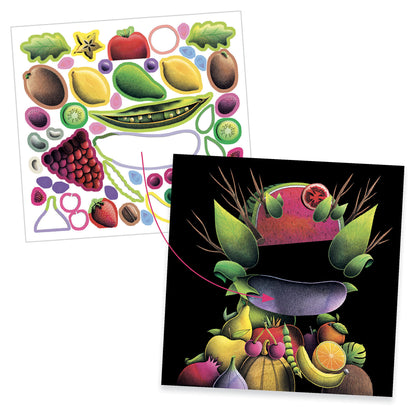 Sticker Layering Collage Art - The Scoop - Inspired By Giuseppe Arcimboldo