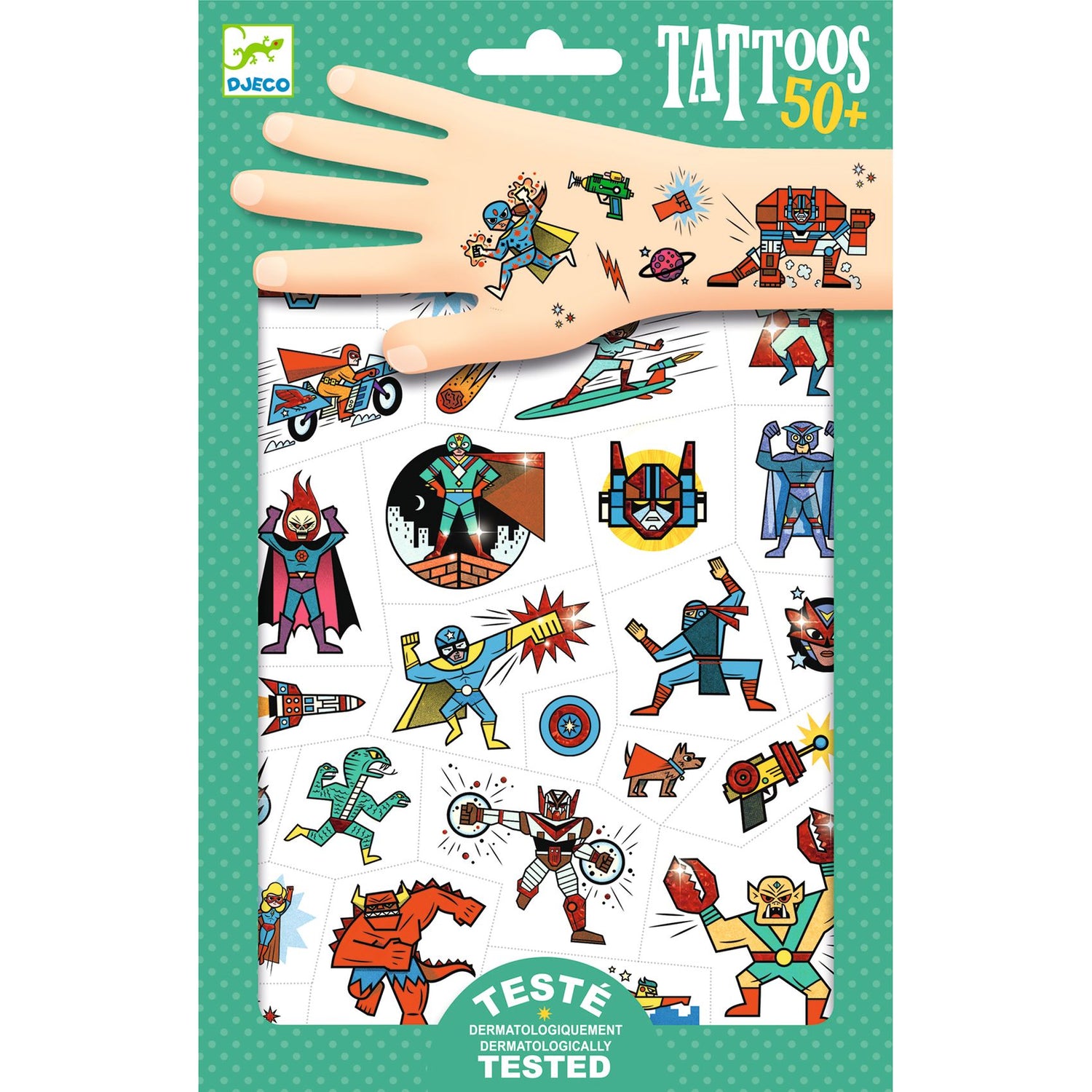 Kids Metallic Temporary Tattoos - Heroes vs Villains