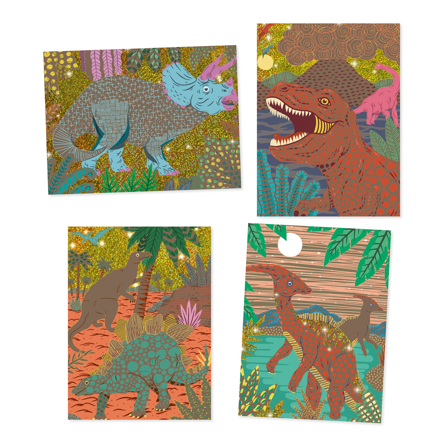 Metallic Scratch Boards With Stylus - When Dinosaurs Reigned