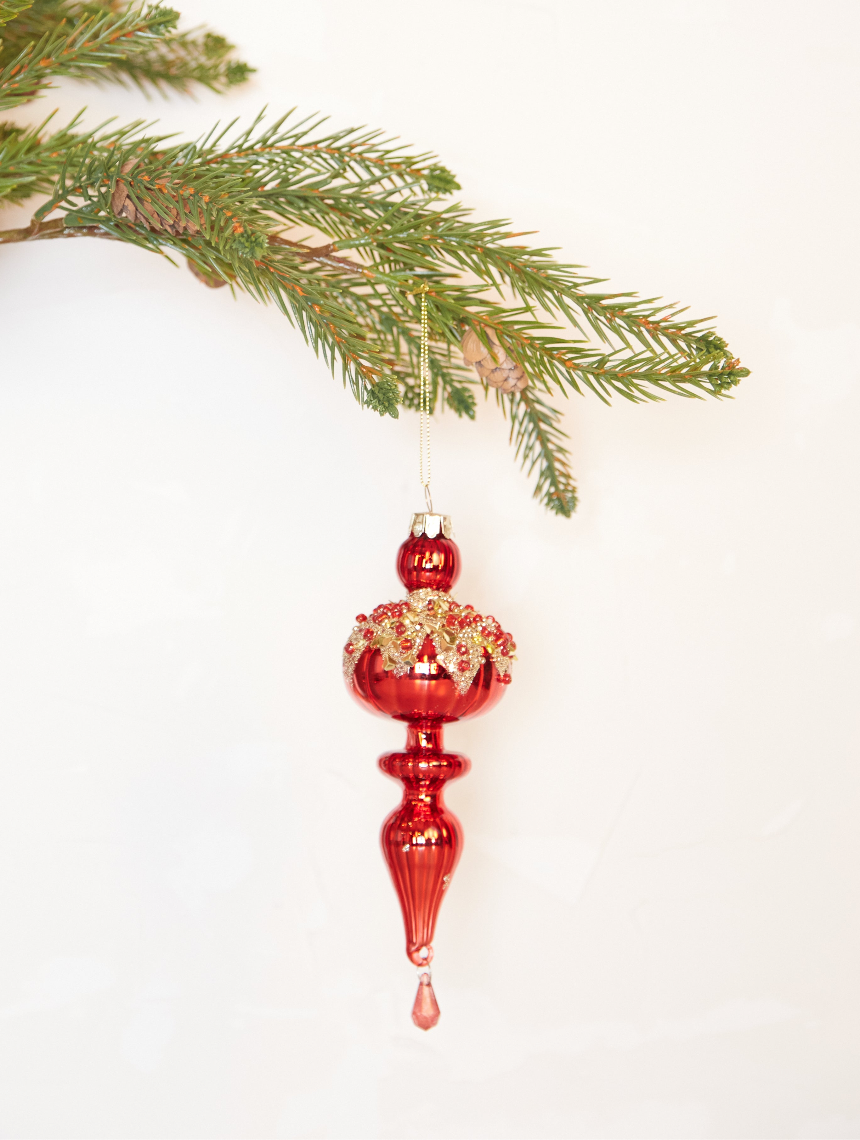 Gold And Ruby Drip Finial Bauble