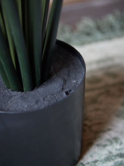 Green Faux Monstera Palm in Black Pot