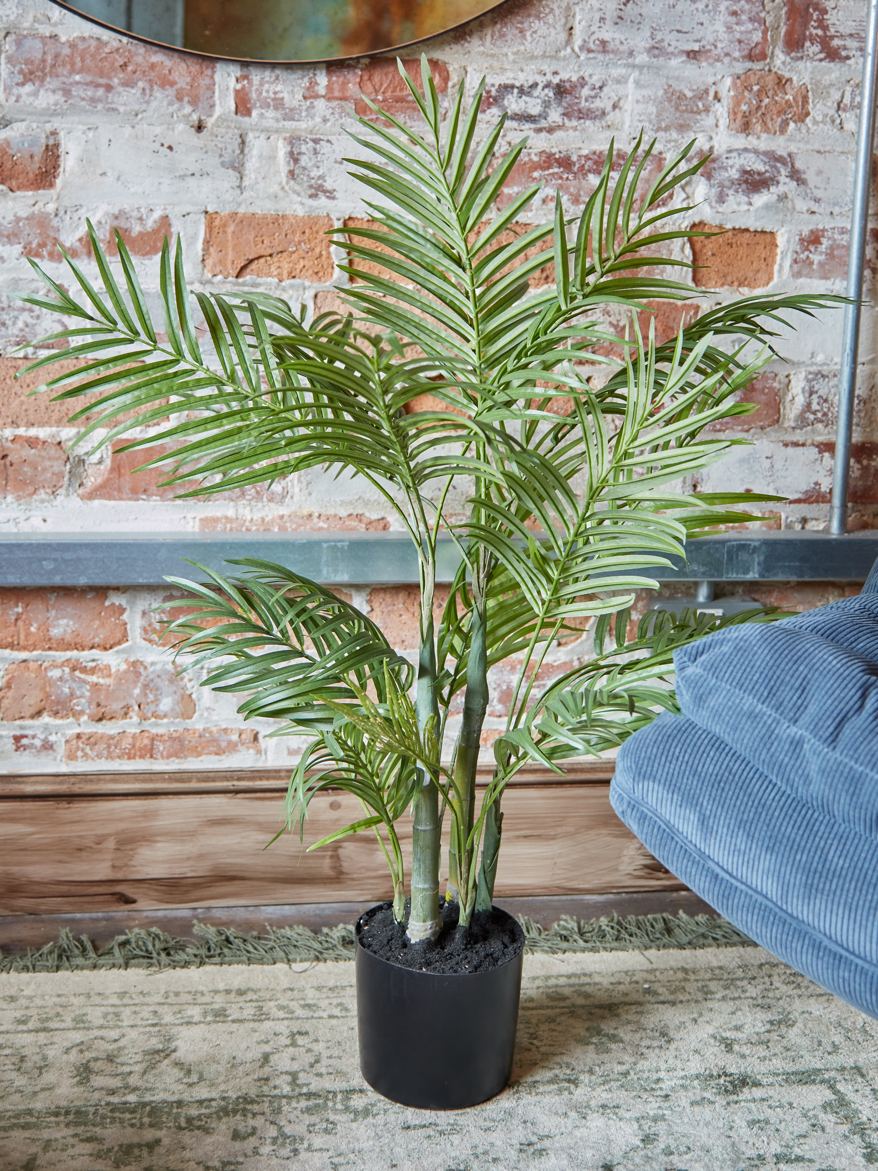 Small Faux Areca Palm Tree in Black Pot