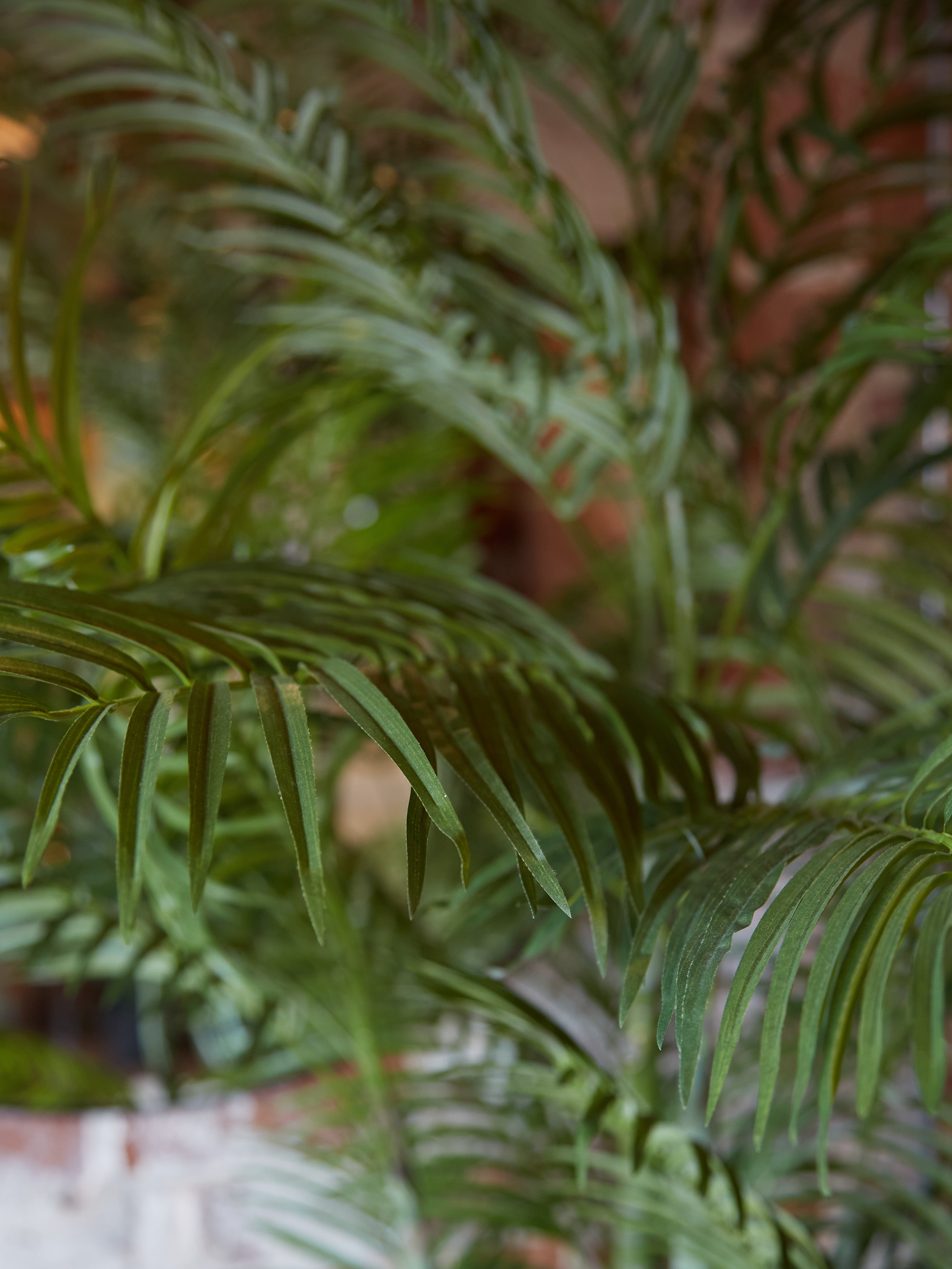 Large Faux Green Bamboo Palm Tree in Black Pot