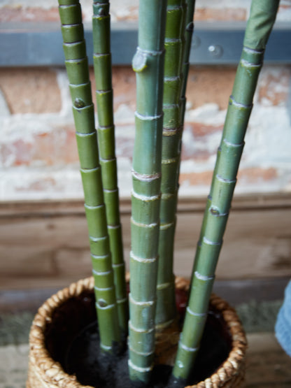 Large Faux Green Bamboo Palm Tree in Black Pot