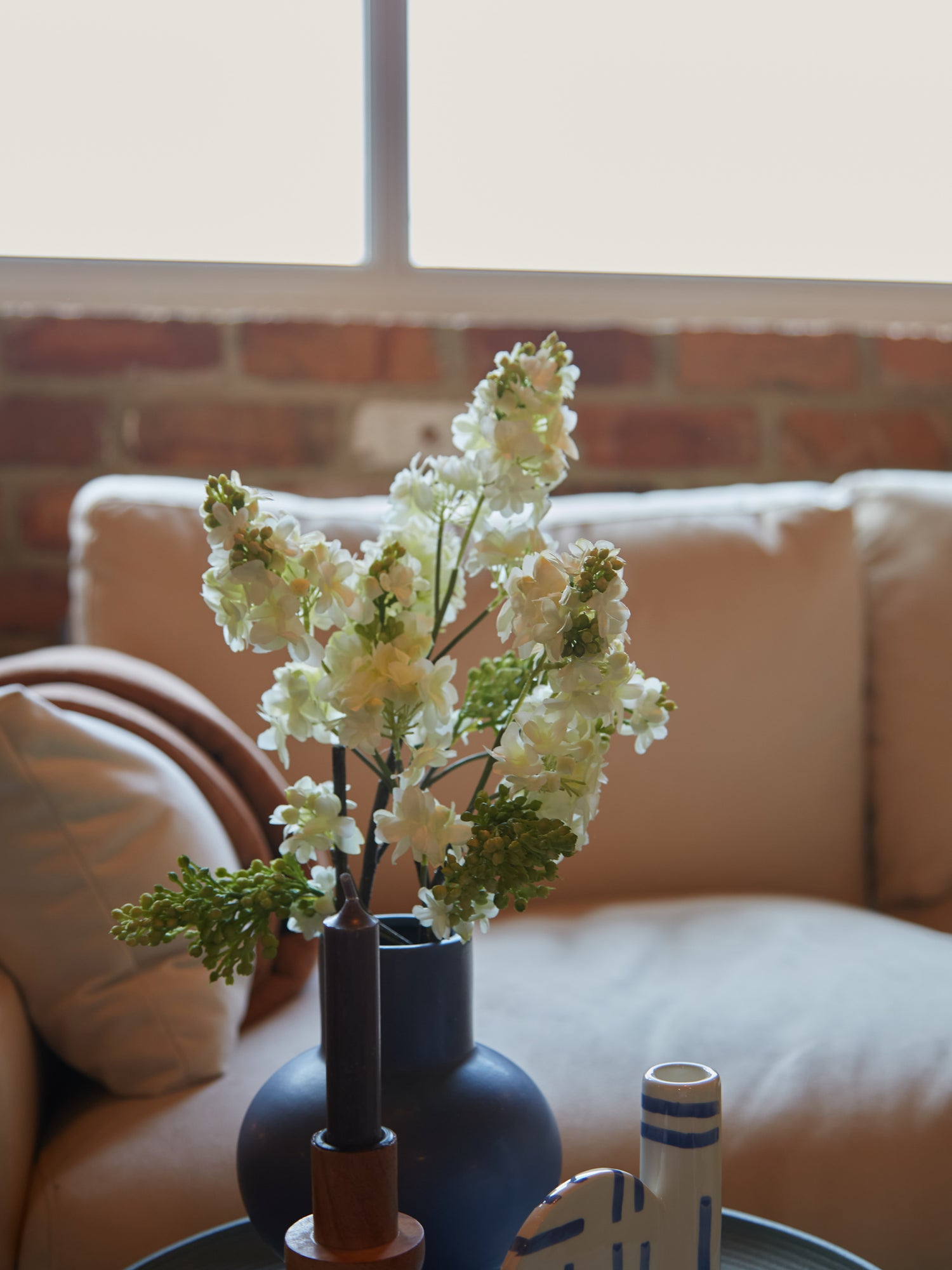 Faux White Lilac Stem