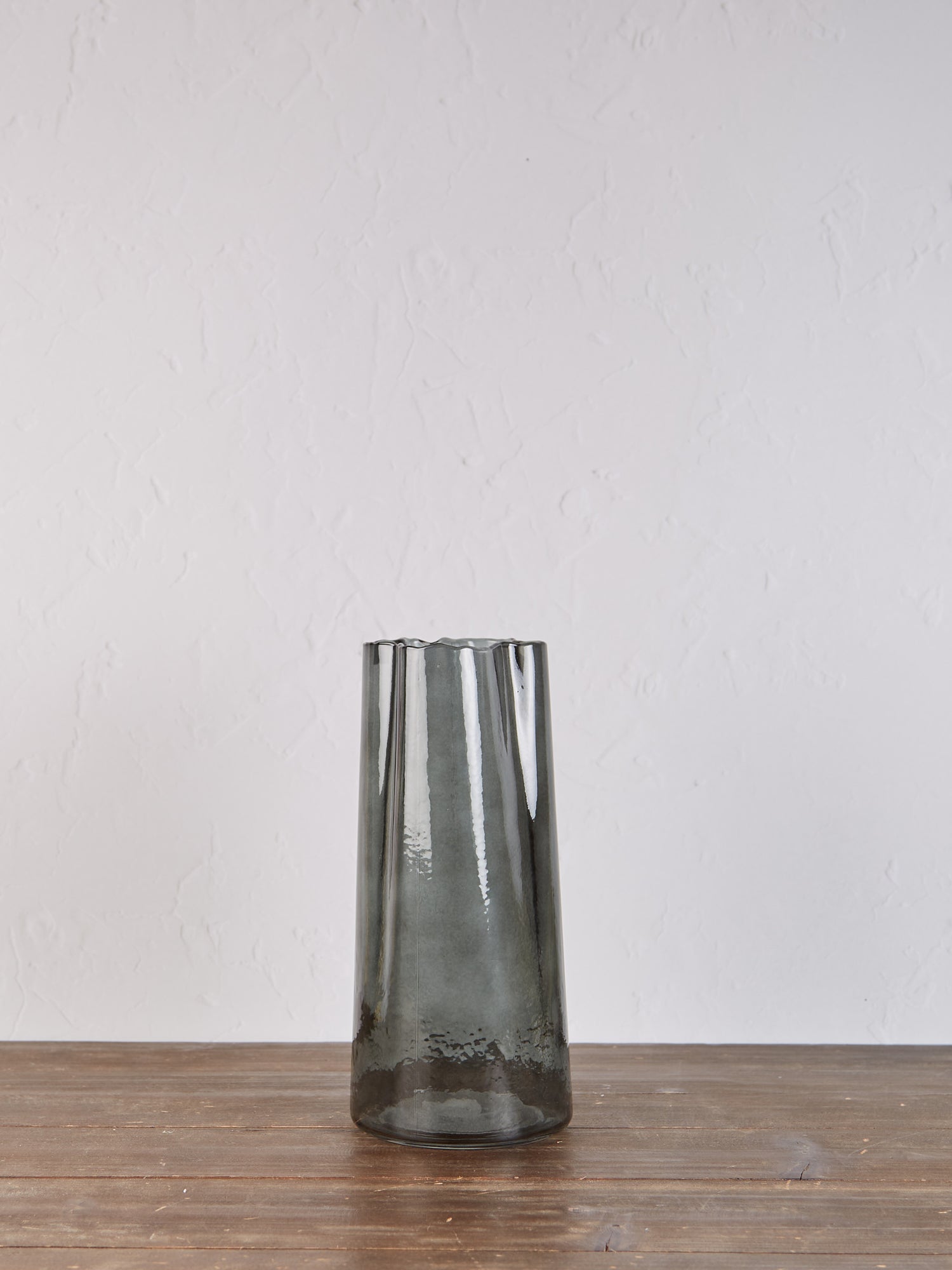 Textured Glass Stem Vase - Grey