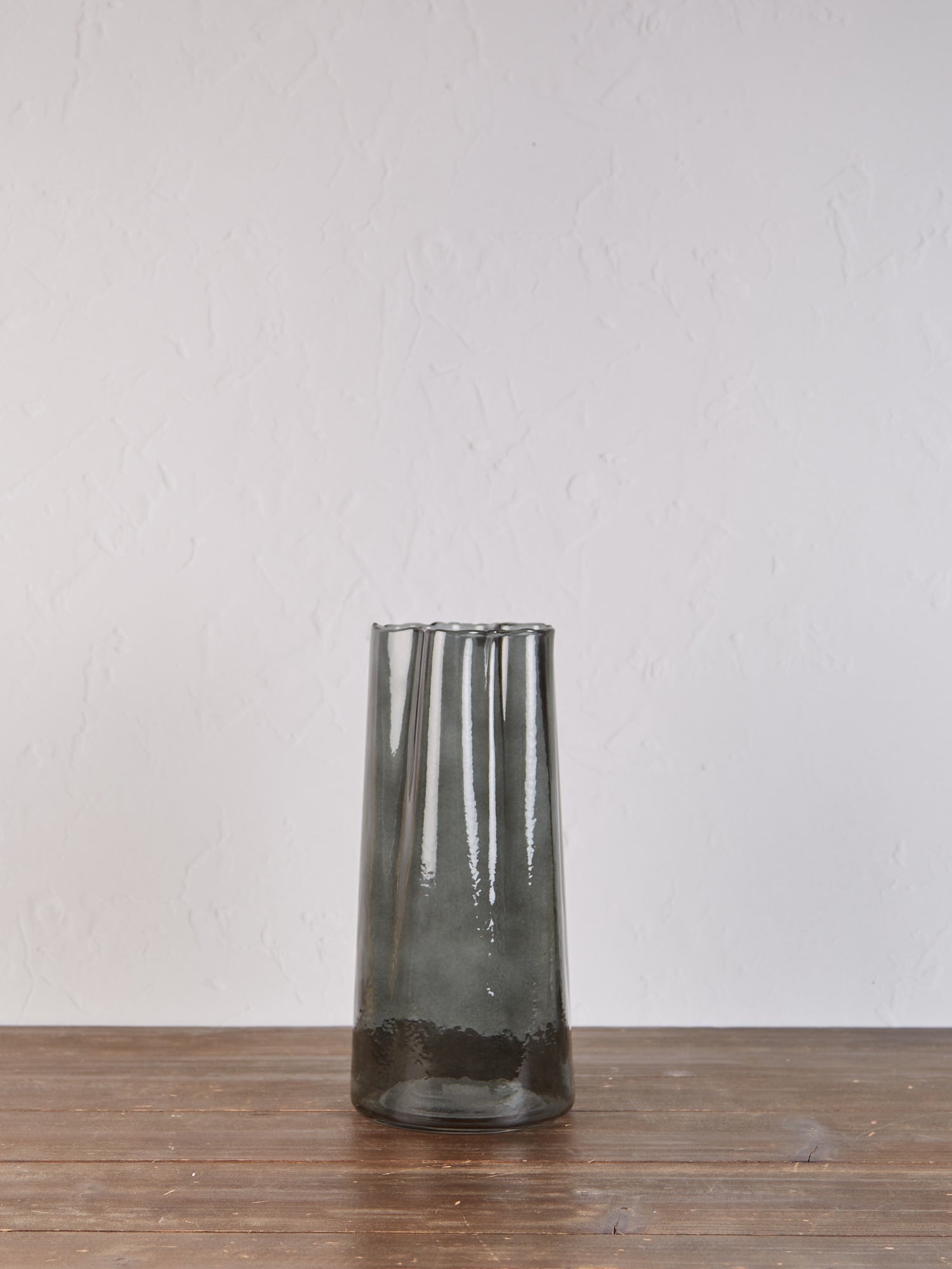 Textured Glass Stem Vase - Grey